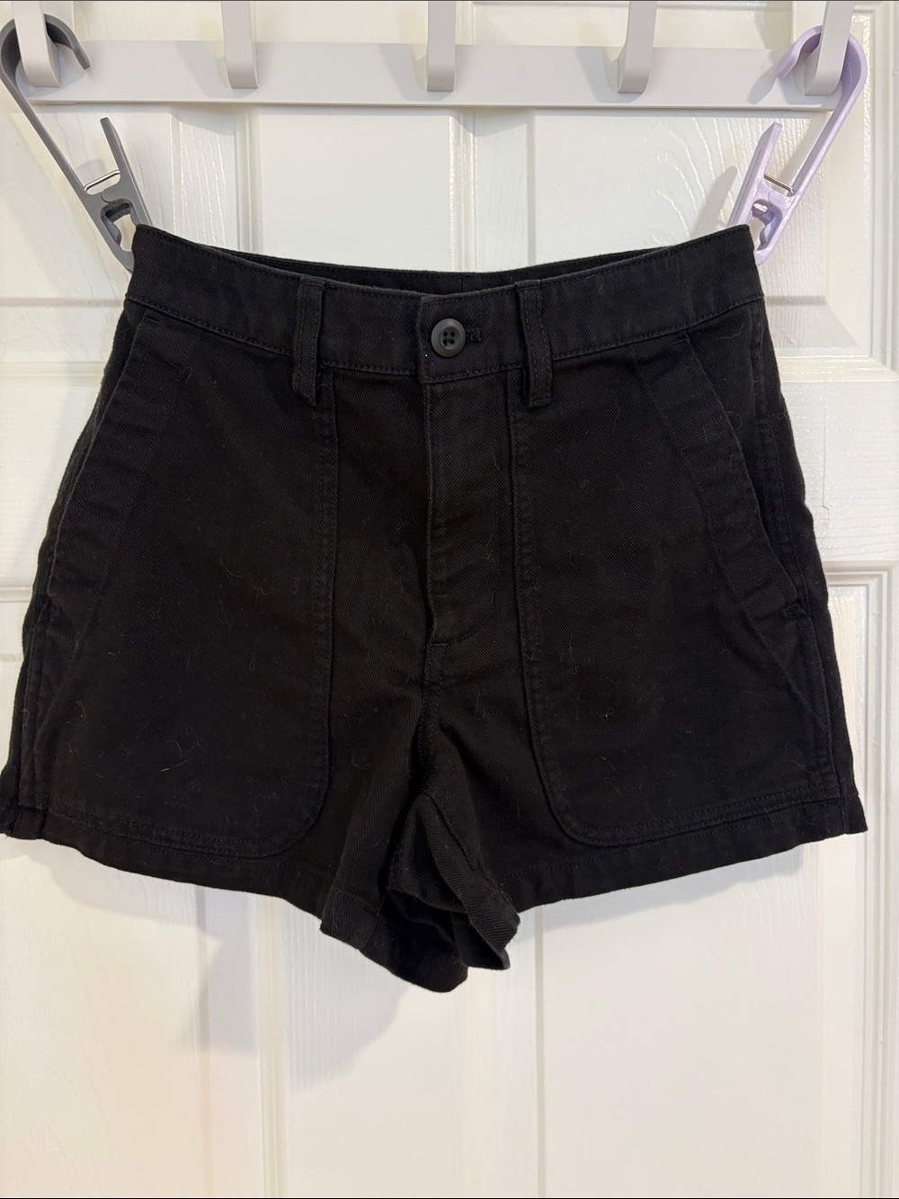 Quince Black High-Waist Utility Shorts